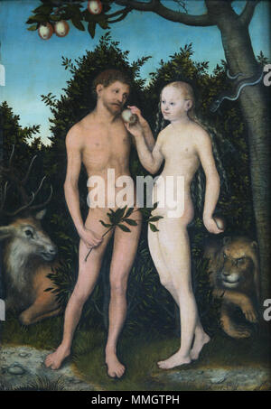 Allemand : Adam und Eva im Paradies (Sündenfall) Adam et Eve dans le paradis (l'automne). 1533. Lucas Cranach l'Elder-Adam et Eve 1533 Banque D'Images