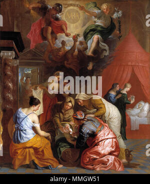 Español : El Nacimiento de la Virgen . Entre 1650 et 1660. Programme Erasmus Quellinus (II) - El Nacimiento de la Virgen, 1650-1660 Banque D'Images