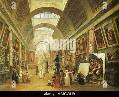 Vue de la Grande Galerie de l'auvent. Titre alternatif(s) : Projet d'aménagement de la Grande Galerie du Louvre.[1]. 1796. Hubert Robert - Die Galerie des Grand Louvre Banque D'Images