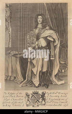 Portrait de Heneage Finch, 1er comte de Nottingham (1621-1682). publié en 1679. 1stEarlOfNottingham Banque D'Images