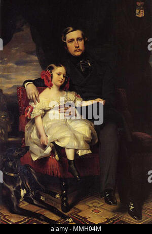 . Napoléon-Alexandre Berthier (1810-1887), 2e Prince de Wagram, était fils du maréchal Louis Alexandre Berthier (1753-1815) et Maria Elisabeth Franziska en Bavière. Portrait du Prince de Wagram et sa fille Malcy Louise Caroline Frederique. 1837. Winterhalter- Berthier Banque D'Images