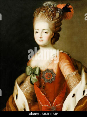 Portrait de Maria Fedorovna, Sophie Dorothea Auguste Marie Louise de Wurtemberg (1759-1828), seconde épouse du Grand-duc Paul Petrovitch Romanov, futur tsar Paul I. attribué à Alexandre Roslin (1718-1798). Huile sur toile. Alexander Roslin 015 Banque D'Images