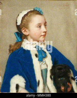 Portrait de Maria Frederike van Reede-Athlone à l'âge de sept ans. 1755-1756. Liotard Maria Frederike van Reede-Athlone à 7 p1000580 Banque D'Images