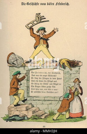 . Der Struwwelpeter : Die Geschichte vom bösen Friederich 1 Tafel . créé 1858. Heinrich Hoffmann (1809-1894) Noms alternatifs Polycarpus Heulalius Heulenburg Gastfenger ; von Reimerich ; Peter Struwwel Kinderlieb ; Description de l'auteur auteur allemand de Struwwelpeter Date de naissance/décès 13 juin 1809 au 20 septembre 1894 Lieu de naissance/décès Frankfurt Munich Allemagne lieu de travail contrôle d'autorité : Q215724 : VIAF ?76317116 ISNI : ?0000 0000 8155 9420 RCAC : ?n79150242 NLA : ?35402368 : MusicBrainz ?7e65f2d5-a3ad-41b1-8643-81659d4774fb WorldCat H Hoffmann Struwwel 04 Banque D'Images