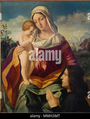 . Andrea Previtali : Madonna col bambino e un devoto 1504 olio su tavola, cm 63 x 54 Padova, Musei Civici . 1504. Andrea Previtali (1480-1528) Noms alternatifs il Cordeliaghi peintre italien Description Date de naissance/décès 1480 1528 Lieu de naissance/décès Berbenno Bergamo lieu de travail ; contrôle de l'autorité de Venise Bergame : Q1097187 : ?95850012 ISNI VIAF : ?0000 0000 8402 5467 ULAN : ?500027274 RCAC : ?c2005007624 : WGA ?PREVITALI, Andrea Andrea Previtali 008 WorldCat Banque D'Images