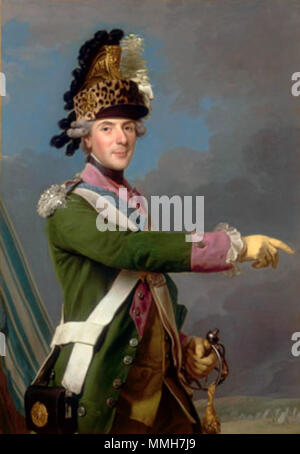 . Louis, dauphin de France (1729-1765), s'affiche avec un visage émacié, en uniforme de Colonel Général des dragons, en face du camp militaire de Compiègne : français Louis de France, dauphin Louis, dauphin de France. 1765. Alexandre Roslin, Louis de France, dauphin (1765) - 002 Banque D'Images