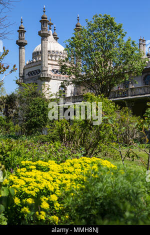 Une vue de l'historique Royal Pavilion, situé dans la ville de Brighton, dans le Sussex, UK. Il est construit dans le style Indo-Saracenic. Banque D'Images