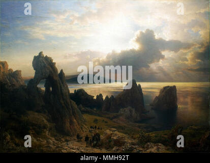Deutsch : An der Küste von Capri English : Sur la côte de Capri Italiano : Sulla Costa di Capri . 1855. Sur la côte de Capri Andreas Achenbach Banque D'Images