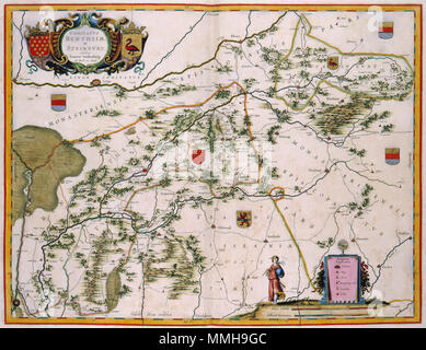 . Nederlands : Deze kaart van Bentheim en Bergsteinfurt en 1635 werd gepubliceerd door Willem Jansz. Blaeu (1571-1638). Haal Blaeu daarbij gebruik van een kaart van de Duitse arts en wiskundige Johannes Westenberg. Anglais : Cette carte de Bentheim et Bergsteinfurt a été publié par Willem Jansz. Blaeu (1571-1638) en 1635. En tant que base Blaeu utilisé une carte par un médecin allemand et mathématicien Johannes Westenberg. COMITATVS BENTHEIM et STEINFVRT. 1635. Atlas Van der Hagen-KW1049B10 072-COMITATVS BENTHEIM et STEINFVRT Banque D'Images