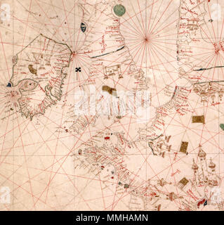 . Anglais : carte nautique de la mer du Nord et Atlantique de l'Europe de l'Ouest, y compris les îles britanniques et une partie de la Scandinavie. HM 1548. anonyme, PORTOLAN, ATLAS de l'Italie du 15ème siècle. peut-être avant 1492. Alpes et les montagnes de l'Atlas illustré comme espaces verts. Numéro d'appel : HM 1548 Description : carte nautique de la région méditerranéenne, y compris l'Europe avec des Îles britanniques et une partie de la Scandinavie. . 15e siècle avant 1492. Pas de carte nautique de la région méditerranéenne, y compris l'Europe avec des Îles britanniques et une partie de la Scandinavie. HM 1548. anonyme, PORTOLAN GRAPHIQUE (Italie, 15e siècle).Q Banque D'Images