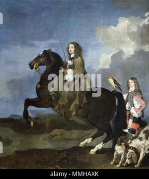 . Español : Cristina de Suecia un caballo Svenska : Drottning Kristina jusqu'häst portrait équestre de Christina, la reine de Suède (1626-1689). 1653. Cristina de Suecia un caballo (Bourdon) Banque D'Images