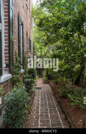 Allée de jardin à Charleston pavée de briques Banque D'Images