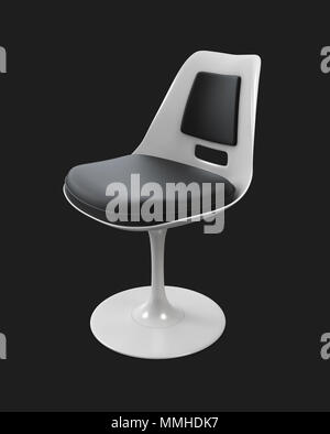 3d illustration de gris chaise moderne isolé sur fond noir. Banque D'Images