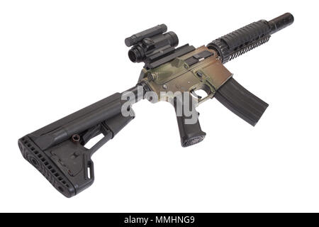 Opérations spéciales fusil à gunsight isolé sur fond blanc Banque D'Images