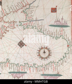 . Anglais : mer Noire et Méditerranée orientale. HM 33. JOAN MARTINES, PORTOLAN ATLAS. L'Italie, ca. Numéro d'Appel 1578 : HM 33 Folio : f. 2 Description : mer Noire et Méditerranée orientale. . Vers 1578. Joan Martines (16ème siècle) Description cartographe italien Date de naissance/décès 16e siècle 16e siècle Lieu de naissance/décès Inconnu Inconnu période de travail, à partir de 1559 jusqu'à 1591 le lieu de travail 1556-1587 : Messine (Sicile, Italie) 1590-1591 : Naples probablement faite par Joan Martines à Messine depuis nomenclature est italien, et c'est manifestement dans Martines' style, nettement similaires à Londres, Brit Banque D'Images