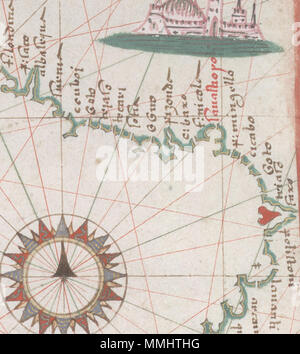 . Anglais : mer Noire et Méditerranée orientale. HM 33. JOAN MARTINES, PORTOLAN ATLAS. L'Italie, ca. Numéro d'Appel 1578 : HM 33 Folio : f. 2 Description : mer Noire et Méditerranée orientale. . Vers 1578. Joan Martines (16ème siècle) Description cartographe italien Date de naissance/décès 16e siècle 16e siècle Lieu de naissance/décès Inconnu Inconnu période de travail, à partir de 1559 jusqu'à 1591 le lieu de travail 1556-1587 : Messine (Sicile, Italie) 1590-1591 : Naples probablement faite par Joan Martines à Messine depuis nomenclature est italien, et c'est manifestement dans Martines' style, nettement similaires à Londres, Brit Banque D'Images