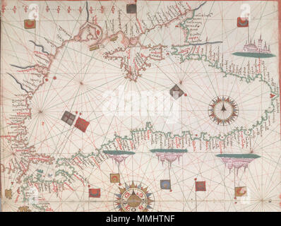 . Anglais : mer Noire et Méditerranée orientale. HM 33. JOAN MARTINES, PORTOLAN ATLAS. L'Italie, ca. Numéro d'Appel 1578 : HM 33 Folio : f. 2 Description : mer Noire et Méditerranée orientale. . Vers 1578. Joan Martines (16ème siècle) Description cartographe italien Date de naissance/décès 16e siècle 16e siècle Lieu de naissance/décès Inconnu Inconnu période de travail, à partir de 1559 jusqu'à 1591 le lieu de travail 1556-1587 : Messine (Sicile, Italie) 1590-1591 : Naples probablement faite par Joan Martines à Messine depuis nomenclature est italien, et c'est manifestement dans Martines' style, nettement similaires à Londres, Brit Banque D'Images