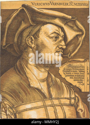 R-20101118-0020.jpg Albrecht Dürer (Allemand, 1471 - 1528 ), Ulrich, 1522 Varnbuler chiaroscuro, gravure sur bois sur papier, Rosenwald Collection Albrecht Dürer - Ulrich Varnbuler (NGA 1943.3.3687) Banque D'Images