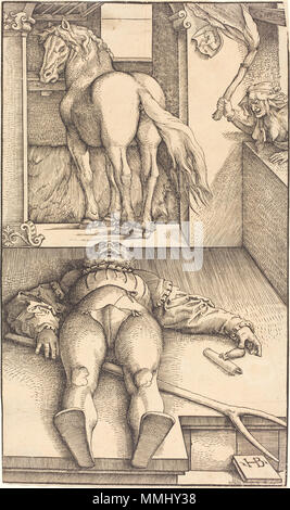 Hans Baldung Grien (allemand, 1484/1485 - 1545 ), l'ensorcelé du marié, 1544, gravure sur bois, don de W. Russell Allen Baldung stallknecht Banque D'Images