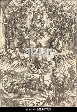 R-20101130-0068.jpg Albrecht Dürer (Allemand, 1471 - 1528 ), Saint John devant Dieu et les anciens, probablement c. 1496/1498, woodcut, Ailsa Mellon Bruce Fund Albrecht Dürer - Saint John devant Dieu et les anciens (NGA 1971.39.3) Banque D'Images