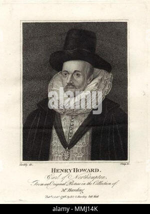 . Anglais : Henry Howard, comte de Northampton (1540-1614) par ; après R. Pince ; Harding, print, publié 1796 Henry Howard 1er comte de Northampton (gravure) Banque D'Images