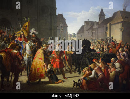 Demande Wenceslas Rudolf de Habsbourg pour le corps de son père le Roi Ottokar II de Bohême. Tableau de peintre autrichien Anton Petter (1826) sur l'affichage dans le Musée du Belvédère à Vienne, Autriche. Banque D'Images