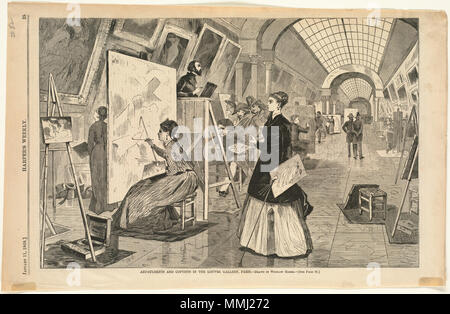 . Publié dans : Harper's Weekly, Volume XII, 11 janvier 1868, p. 25. ; [sic !] par Winslow Homer et Art-Students les copistes dans la galerie du Louvre, Paris. vers 1868. Art-étudiants et des copistes dans la galerie du Louvre, Paris (Boston Public Library) Banque D'Images