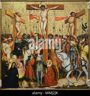 Salzbourg Crucifixion (1449) par le peintre gothique Autrichien Conrad Laib probablement de l'église des Franciscains à Salzbourg, maintenant exposée dans le Musée du Belvédère à Vienne, Autriche. Banque D'Images