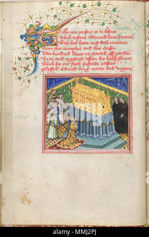 . Anglais : BL blog Miniature de Henry VI à genoux devant le sanctuaire de St Edmund Harley, 2278, f. 4v . 9 juin 2011. Les artistes médiévaux 98 British Library Henry VI Banque D'Images