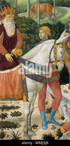 . Joseph, le patriarche de Constantinople. Détail de la fresque de Benozzo Gozzoli, dans la "Cappella dei Magi', au Palazzo Medici Riccardi à Florence, Italie. . Benozzo Gozzoli (1420-1497) Noms alternatifs Benozzo di Lese di Sandro Alessio Description Le sculpteur, peintre et designer Date de naissance/décès 1420 4 octobre 1497 Lieu de naissance/décès Florence Pistoia lieu de travail Florence (1441-1447), Rome (1447), Orvieto (1447-1449), Montefalco (1449-1459), Viterbe (1453), Rome (1456), Rome (1458), Détroit (1460), Florence (1459-1461), San Gimignano (1463-1467), Volterra, Pis Banque D'Images