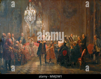 Allemand : Flötenkonzert Friedrichs des großen à Sanssouci.. à partir de 1850 jusqu'en 1852. A. Menzel (Alte Nationalgalerie, Berlin) (6094547700) Banque D'Images