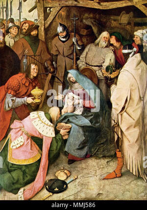 Deutsch : Die Anbetung der Könige English : Adoration des mages . 1564. Bruegel l'ancien Adoration des Mages Banque D'Images