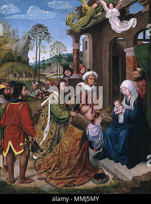 Anglais : l'Adoration des Mages . circa 1505. Disciple de Hugo van der Goes - Adoration des Mages Banque D'Images