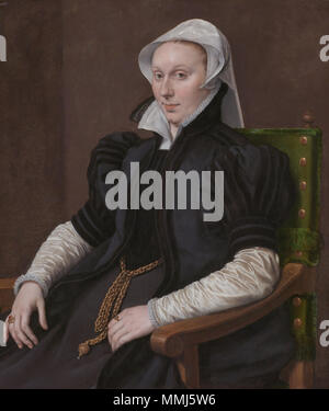 . Portrait d'Anne Fernely (d. 1596), depuis 1544 l'épouse de Sir Thomas Gresham. Pendentif d'un portrait de son mari (voir fichier:Anthonis Mor 004.jpg). Anne Fernely (Lady Gresham), de echtgenote van Sir Thomas Gresham Anthonis Mor 005 Banque D'Images