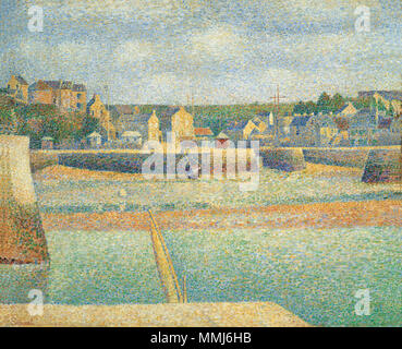 Anglais : Port-en-Bessin : l'avant-port (marée basse) . 1888. Georges Seurat - Port-en-Bessin, le port externe (marée basse) Banque D'Images