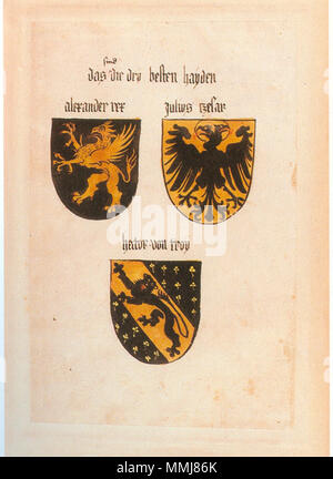 . Ingeram-Codex der ehemaligen Bibliothek Cotta [das sind die besten sec] hayden alexander rex julius zesar hector von troy . 1459. Hans Ingeram et ce qu'on appelle exempla-master 029 Codex Ingeram Banque D'Images