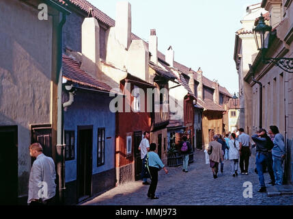 Golden Lane,Château Hradcany, Prague, République Tchèque Banque D'Images