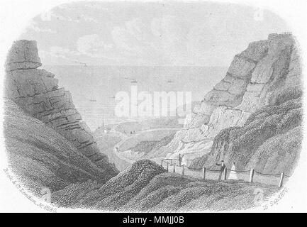 L'OIEAU. Blackgang Chine, île de Wight (Hôtel) 1870 ancienne imprimer photo Banque D'Images