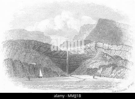 L'OIEAU. Blackgang Chine, île de Wight 1860 ancienne vintage print photo Banque D'Images