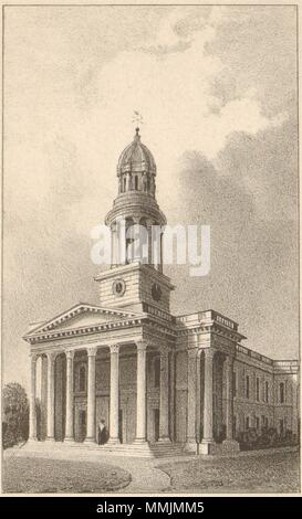 ST MARYLEBONE PARISH CHURCH, Marylebone Road. Thomas Hardwick 1833 old print Banque D'Images