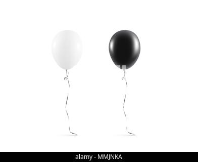 Ballon noir et blanc vierge maquette isolée. Ballon blanc clair art design immersive. Pur propre ballon modèle. Logo, la texture, le motif exposé sur l'aérostat ordinaire élément design. Banque D'Images