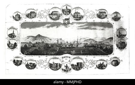 . Deutsch : Ansicht von Bensheim mit Detailansichten, 1882 . 1883. Pas de Bensheim 1882 01 Banque D'Images
