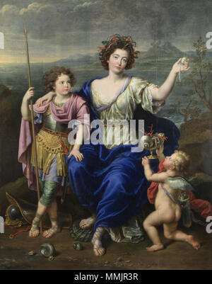 La Marquise de Seignelay et deux de ses fils l'Anglais : La Marquise de Seignelay et deux de ses fils Español : La Marquesa de Seignelay y dos de sus hijos . 1691. Pierre Mignard - La Marquesa de Seignelay Banque D'Images