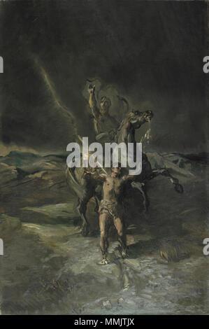 Chassériau - Empereur romain à cheval et son esclave frappé par la foudre Banque D'Images