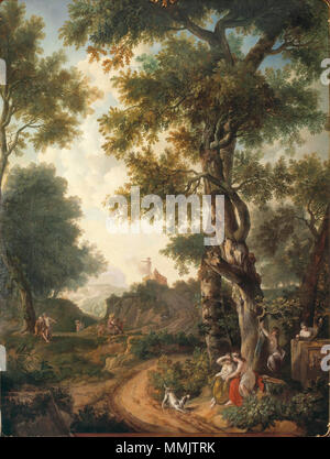. Nederlands : Arcadisch landschap rencontré reizigers. huile sur toile. 325 × 263 × 103,5 127,9 cm (in). Amsterdam, Rijksmuseum Amsterdam. . 1771. Jurriaen Andriessen 54 Arcadisch landschap rencontré reizigers Rijksmuseum Amsterdam SK-A-4854-I Banque D'Images