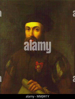 . Español : Retrato del militar y navegante portugués Fernando de Magallanes (1480-1521). Este retrato es una copia de variante de la recortada que se guarda en el Museo Naval de Madrid ; el original, según Vargas Ponce, estaba en 1787 en la casa del canónigo de la catedral de Toledo Felipe Vallejo ; fue de esa pintura que Fernando Selma sacó el gravure que figura en la Relación del último viaje al Magallanes (Madrid, 1788). El origen de estas tres obras posiblemente está situado en una pintura del siglo XVI que existía en la Galería del Duque de Florencia, atribuida a la escuela de Ángel Broncino. Retrat Banque D'Images