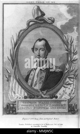. Gravée par W. Sharp, à partir d'une photo d'origine. Créé/Publié : Londres : publiées conformément à loi du Parlement par J. Stockdale, Piccadilly, 1783 Feby. 22d. Référentiel : Bibliothèque du Congrès, Rare Book and Special Collections Division, Washington, D.C. 20540 USA George Washington, commandant en chef des armées de ye ye United States of America. 1783. 1783 byWilliamSharp GeorgeWashington Londres LC Banque D'Images