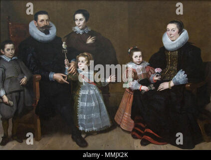 Néerlandais : Portrait d'une famille néerlandais : Portret van een familie. 1631. Cornelis De Vos (1585-1651) - Portret van een familie (1631) - Koninklijk Museum voor Schone Kunsten Antwerpen 28-02-2010 14-16-25 Banque D'Images