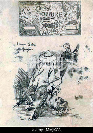 . Personne illustrée : Gouverneur Gallet titre pour le sourire et Cave Canis (attention aux chiens). 1899 ou 1900. Gauguin Le Sourire Cave Canis Banque D'Images