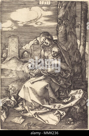 R-20101021-0069.jpg Albrecht Dürer (Allemand, 1471 - 1528 ), la Vierge et l'enfant avec la poire, 1511, gravure, Rosenwald Collection Albrecht Dürer - La Vierge et l'enfant avec la poire (NGA 1953.4.3) Banque D'Images